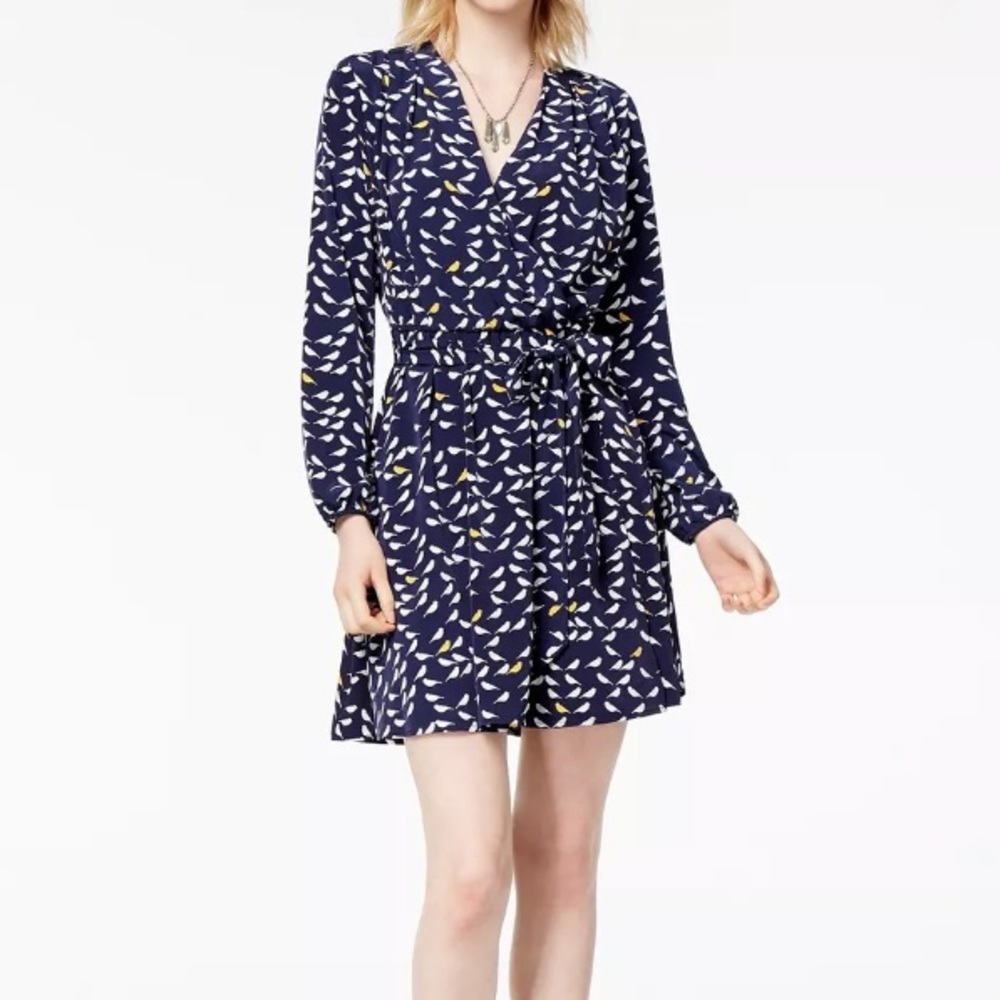 Maison Jules Womens Printed Wrap Bird Dress Notte